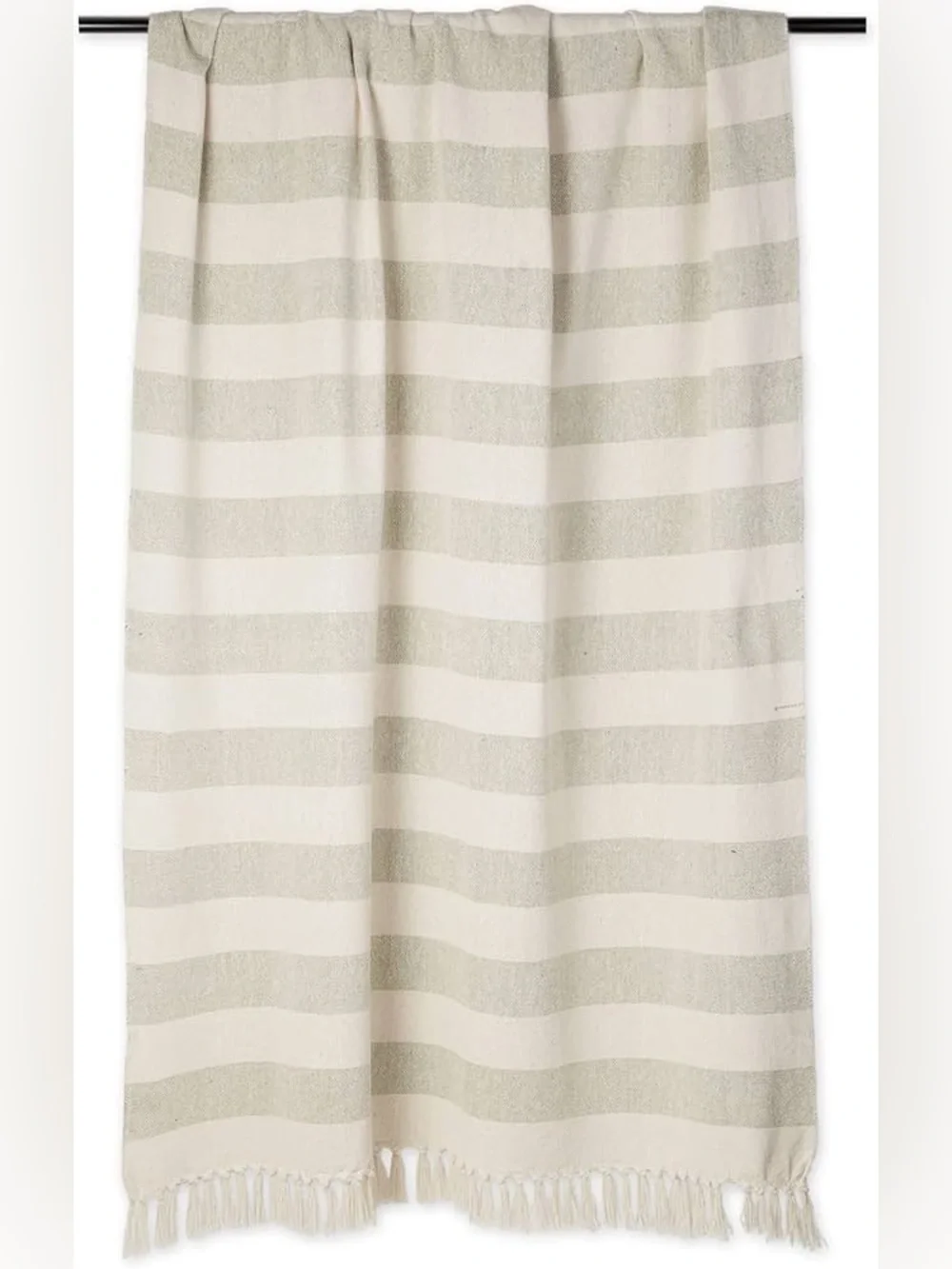 DII Cotton Cabana Striped Blanket Throw Fringe 50 x 60 Artichoke Beach Couch